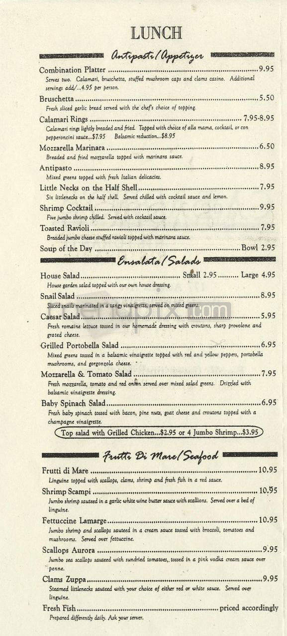 Cassarino's Restaurant - Providence, RI menu_pic