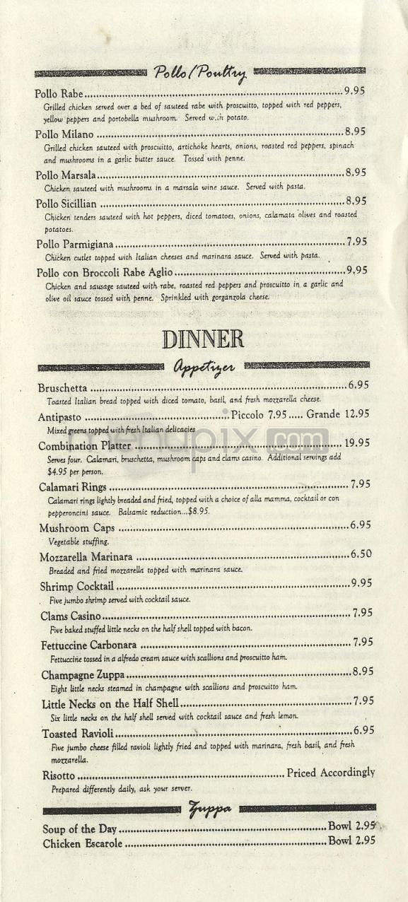 Cassarino's Restaurant - Providence, RI menu_pic