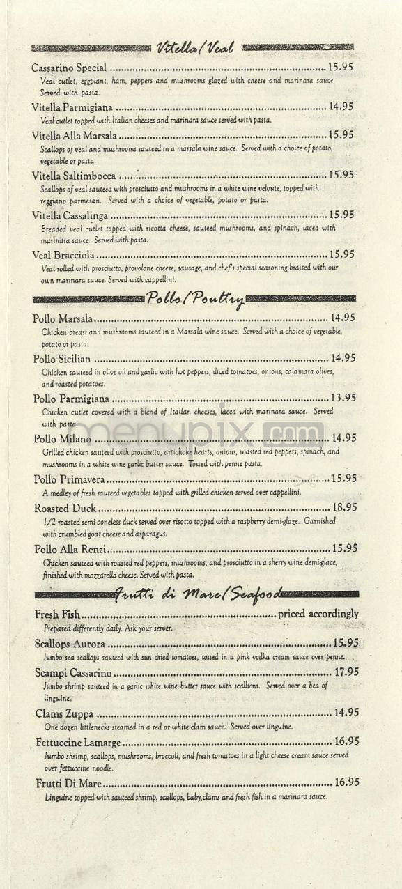 Cassarino's Restaurant - Providence, RI menu_pic
