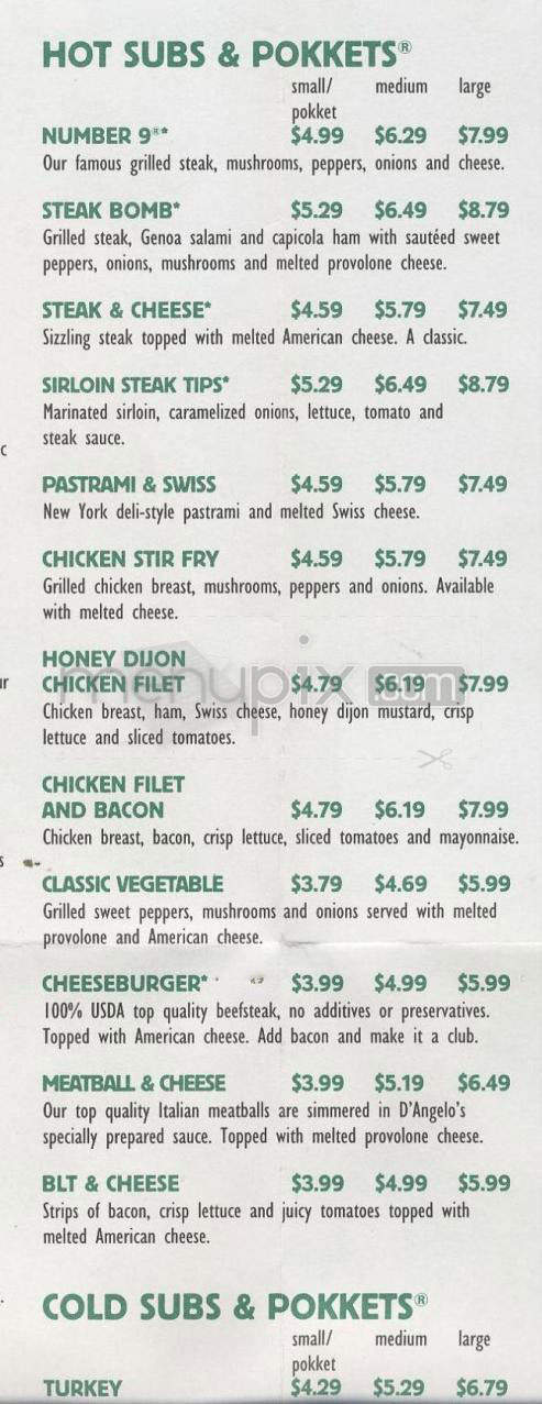 D'Angelo Grilled Sandwiches - North Providence, RI menu_pic