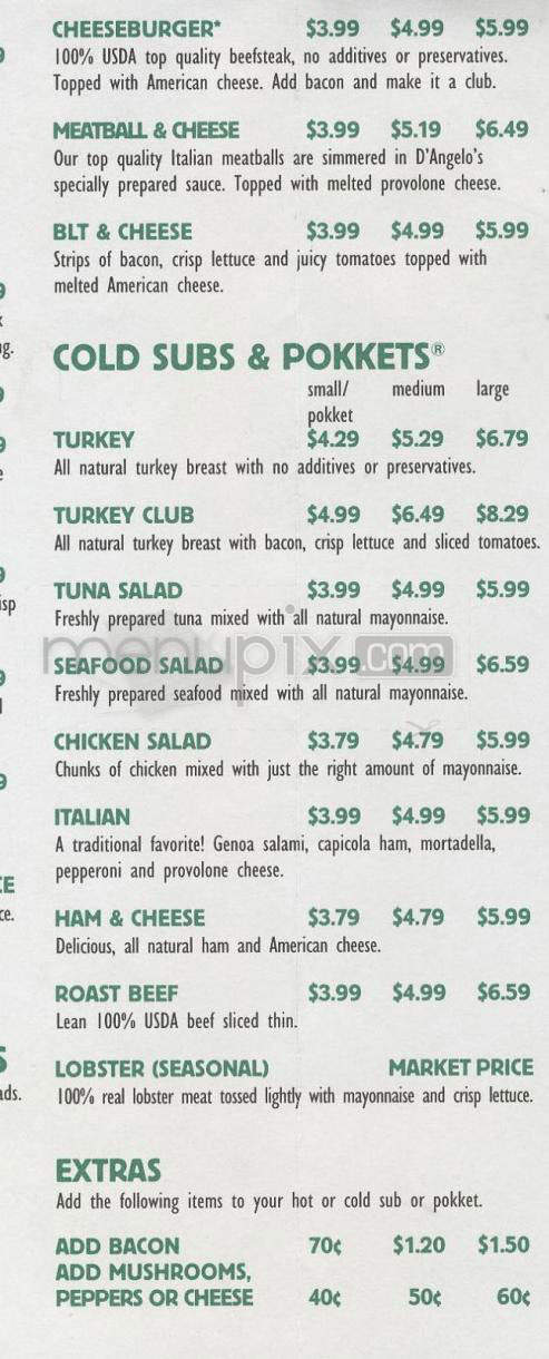 D'Angelo Grilled Sandwiches - North Providence, RI menu_pic