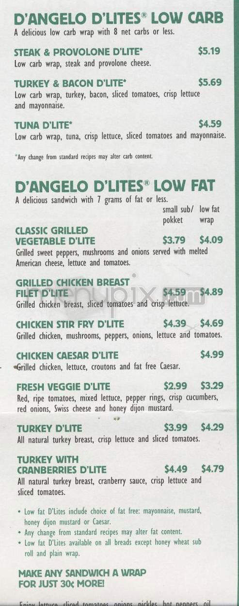 D'Angelo Grilled Sandwiches - North Providence, RI menu_pic