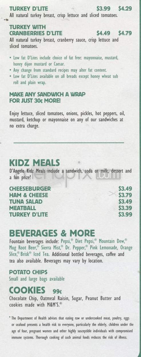 D'Angelo Grilled Sandwiches - North Providence, RI menu_pic