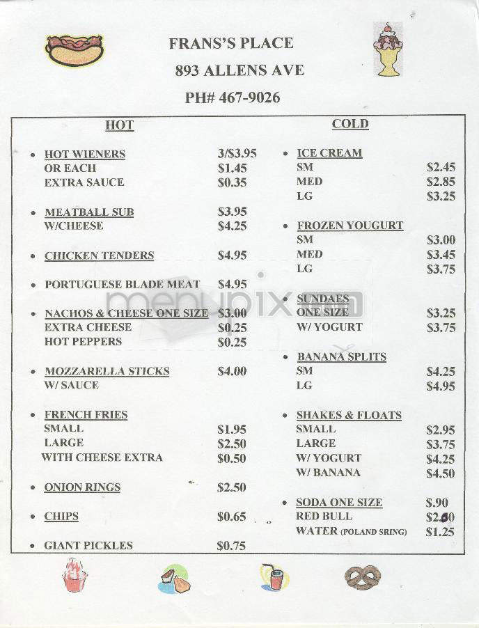 Fran's Place - Providence, RI menu_pic