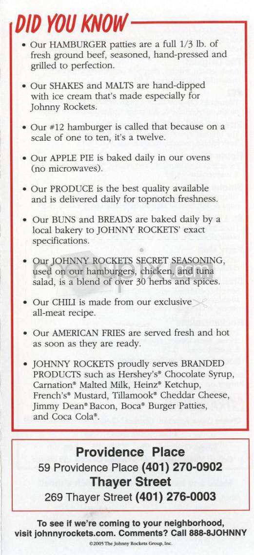 Johnny Rockets - Providence, RI menu_pic