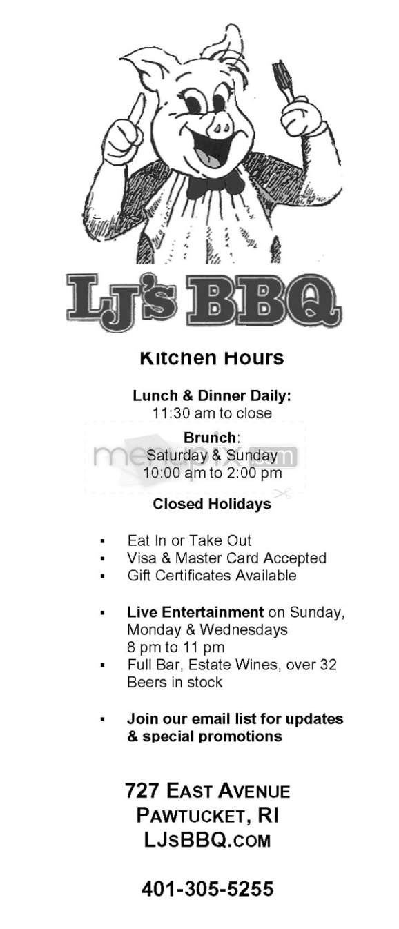 LJ's BBQ - Pawtucket, RI menu_pic