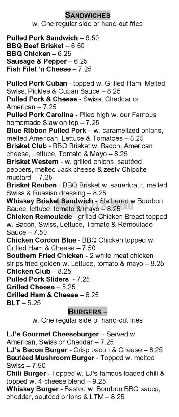 LJ's BBQ - Pawtucket, RI menu_pic