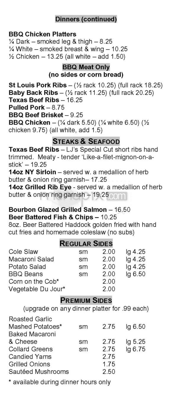 LJ's BBQ - Pawtucket, RI menu_pic