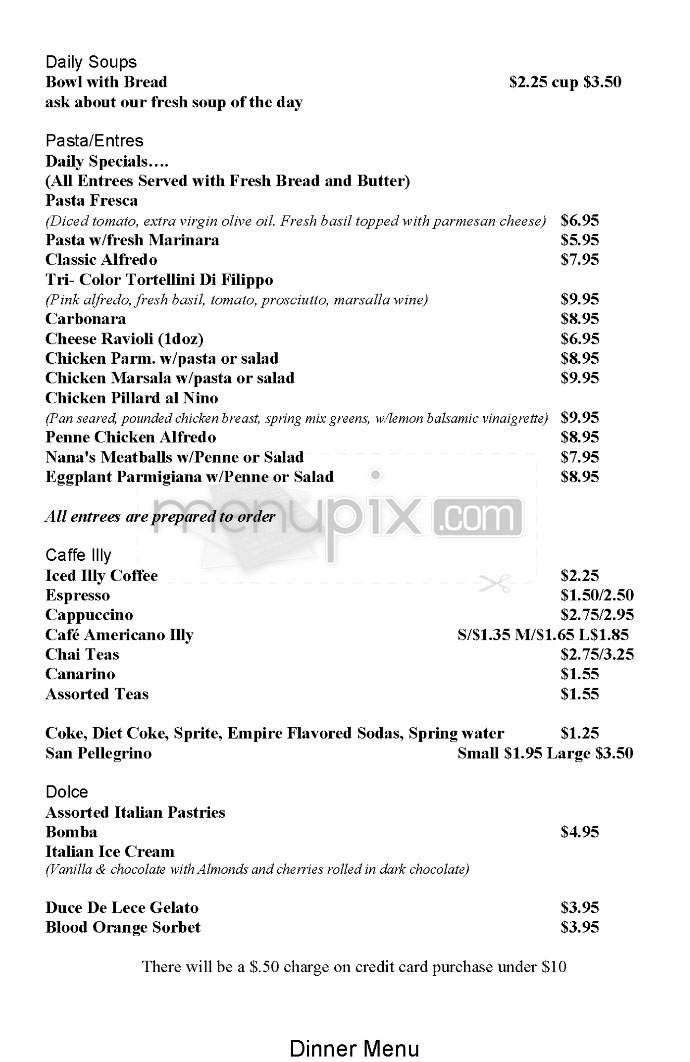La Prima Caffe - Providence, RI menu_pic