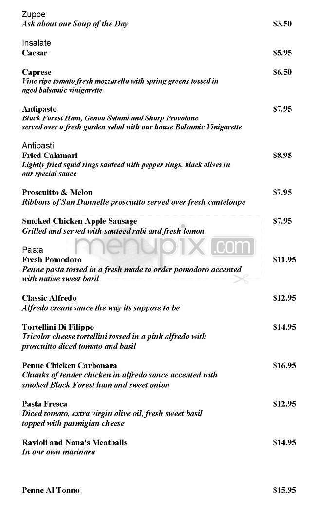 La Prima Caffe - Providence, RI menu_pic