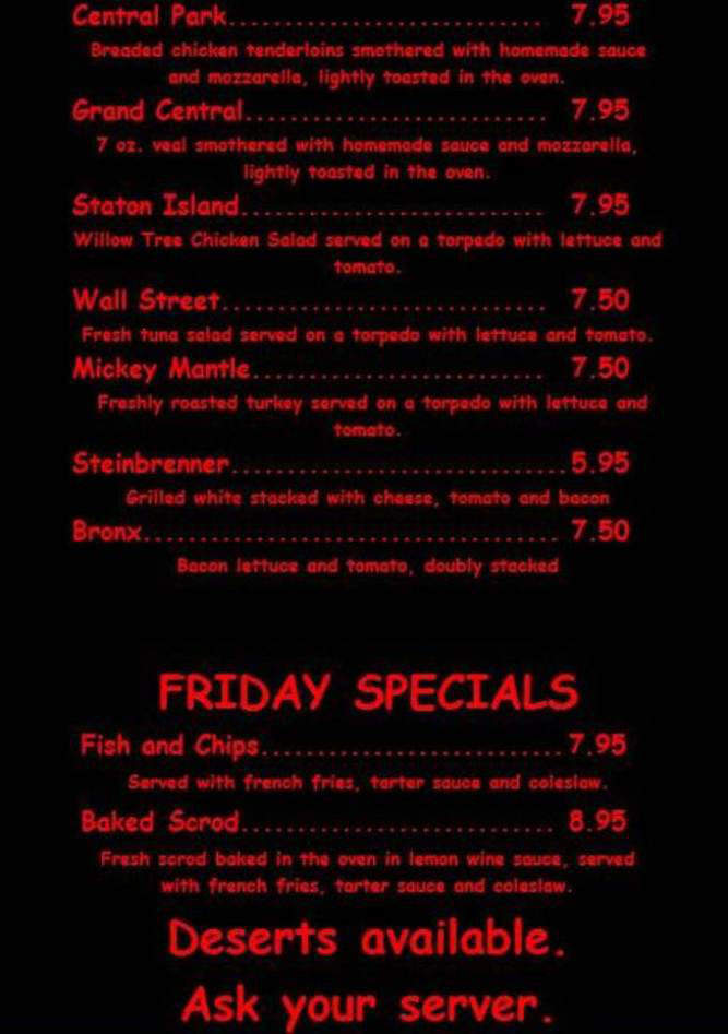 Manhattan Cafe - North Providence, RI menu_pic
