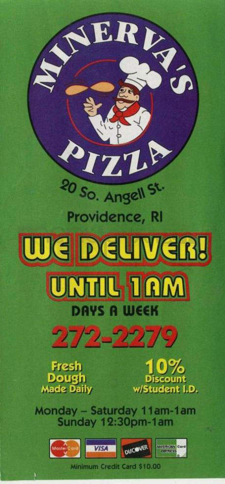 Minerva Pizza House - Providence, RI menu_pic