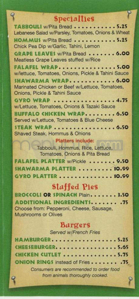 Minerva Pizza House - Providence, RI menu_pic