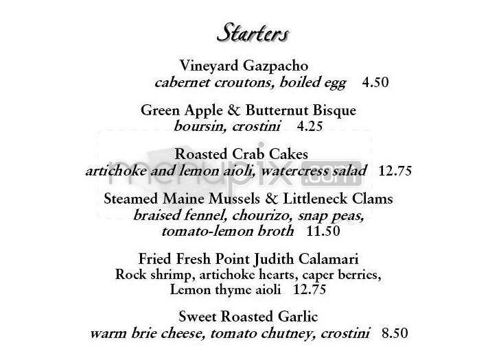 Napa Valley Grille - Providence, RI menu_pic