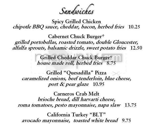 Napa Valley Grille - Providence, RI menu_pic