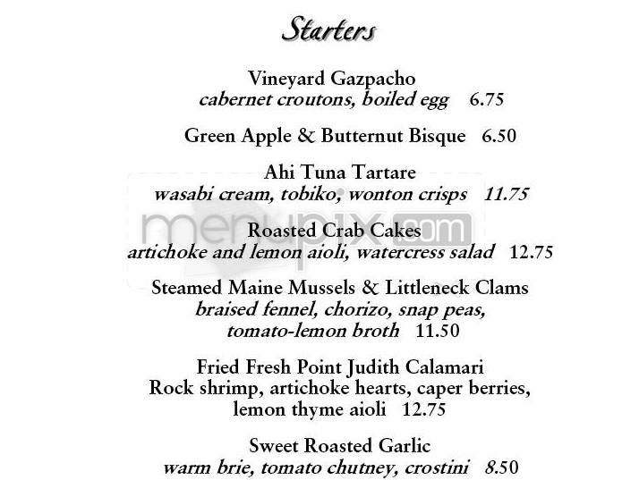 Napa Valley Grille - Providence, RI menu_pic