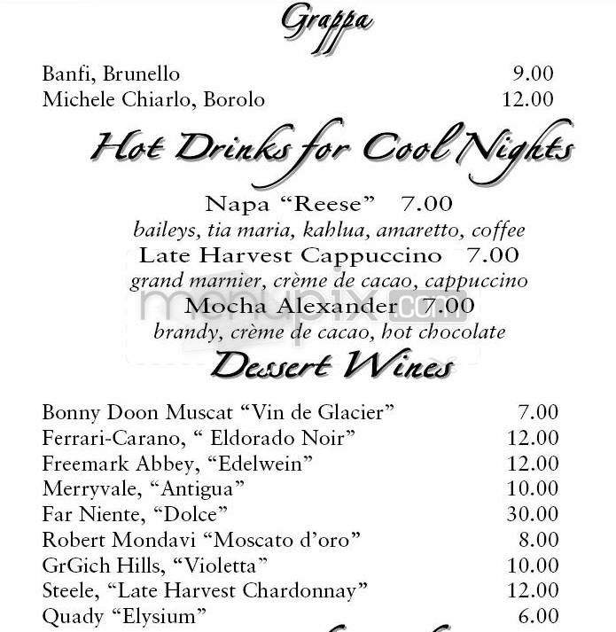 Napa Valley Grille - Providence, RI menu_pic