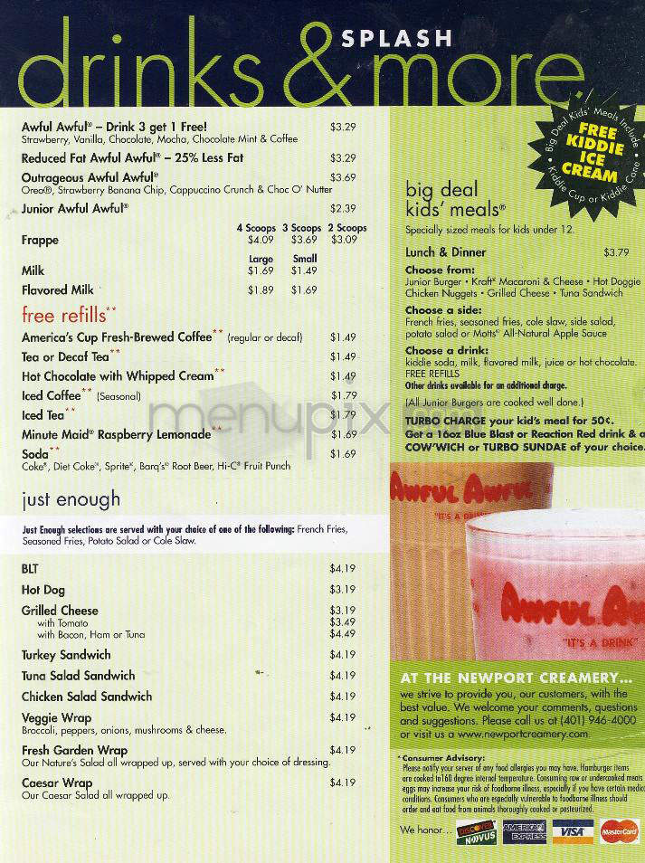 Newport Creamery - Worcester, MA menu_pic