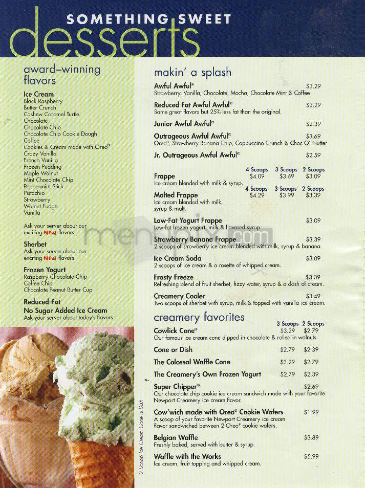 Newport Creamery - Worcester, MA menu_pic