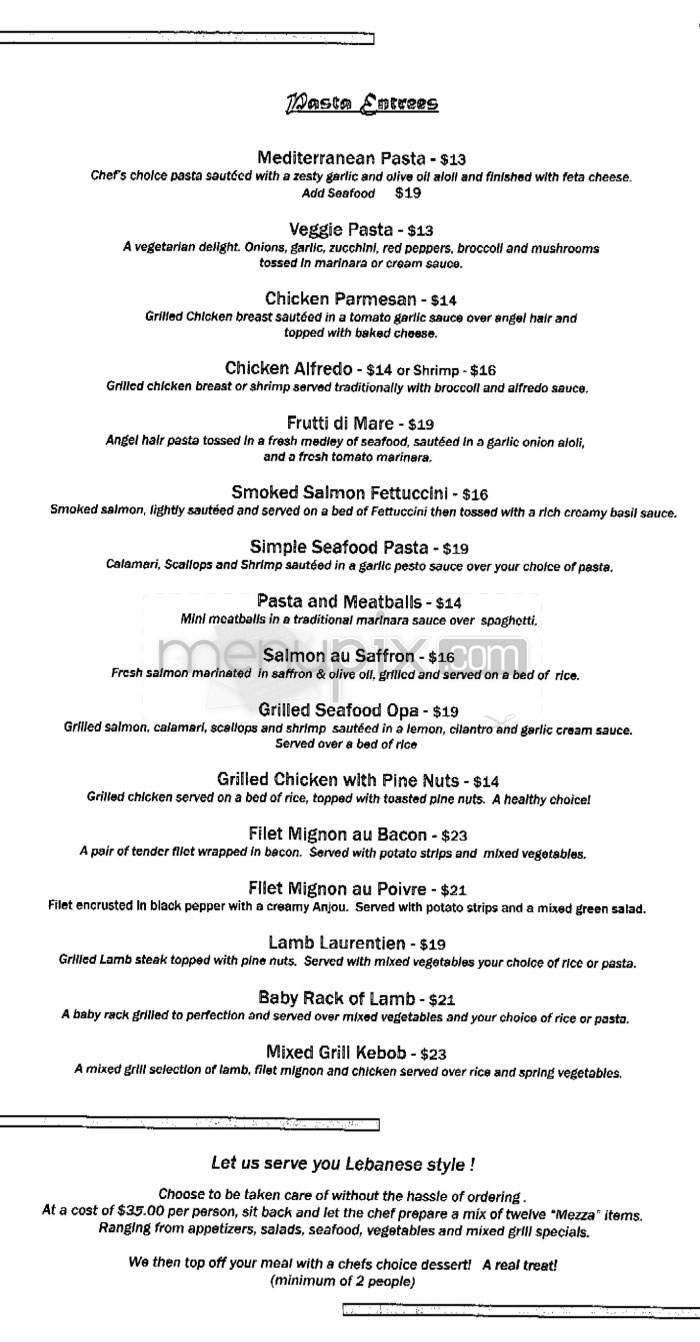 Opa Restaurant - Providence, RI menu_pic
