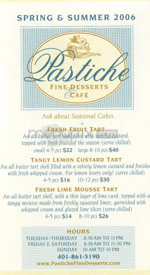 Pastiche Fine Desserts - Providence, RI menu_pic