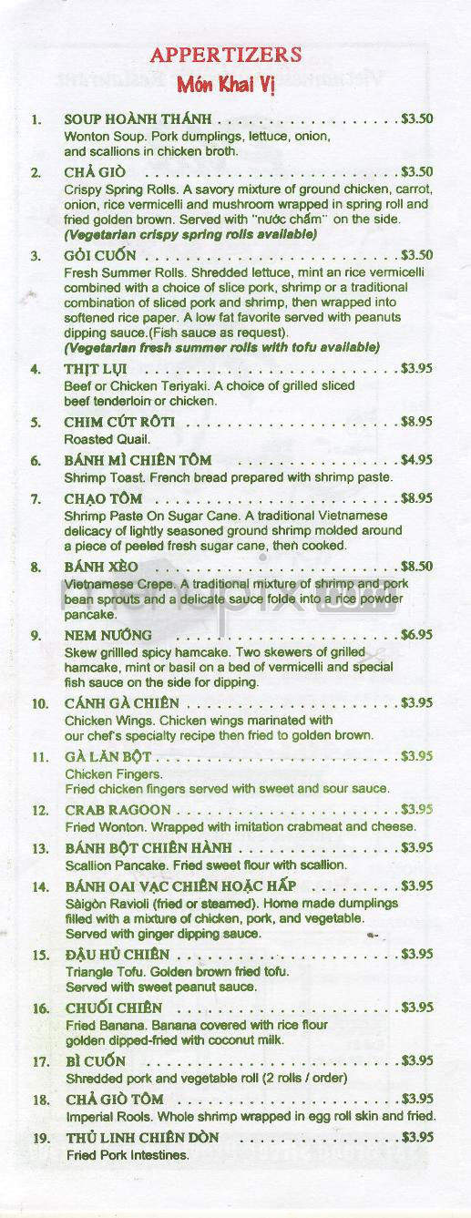 Pho Paradise - Providence, RI menu_pic