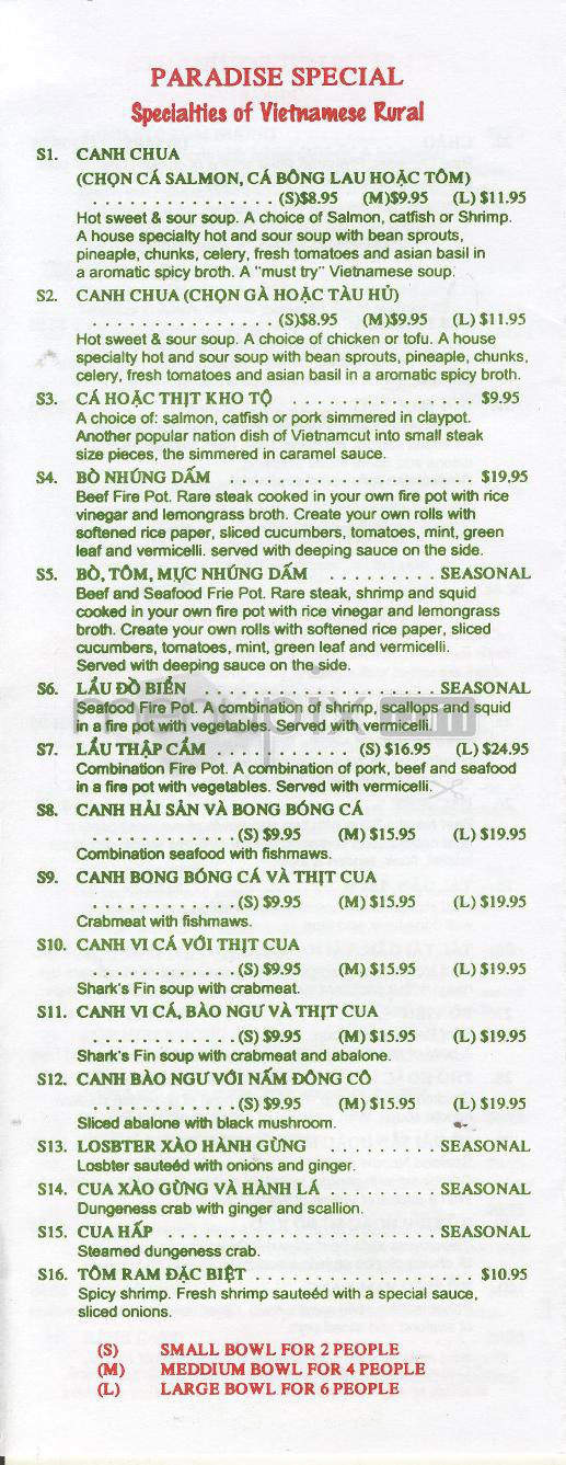 Pho Paradise - Providence, RI menu_pic