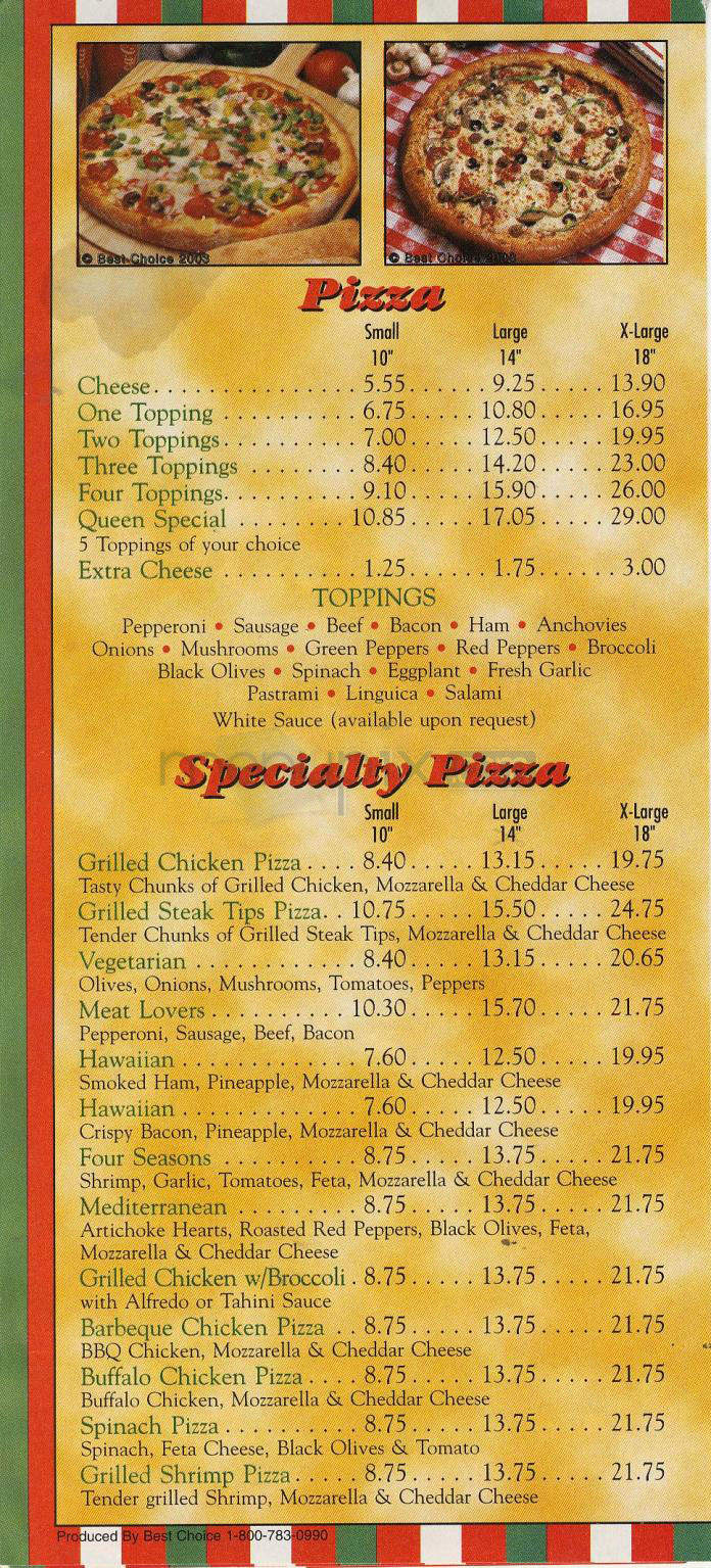 Pizza Queen - Providence, RI menu_pic