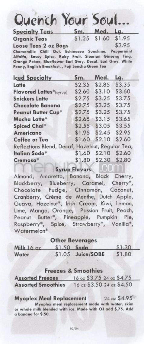 Reflections Cafe - Providence, RI menu_pic