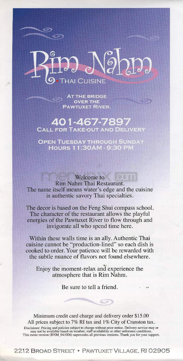 Rim Nahm - Cranston, RI menu_pic