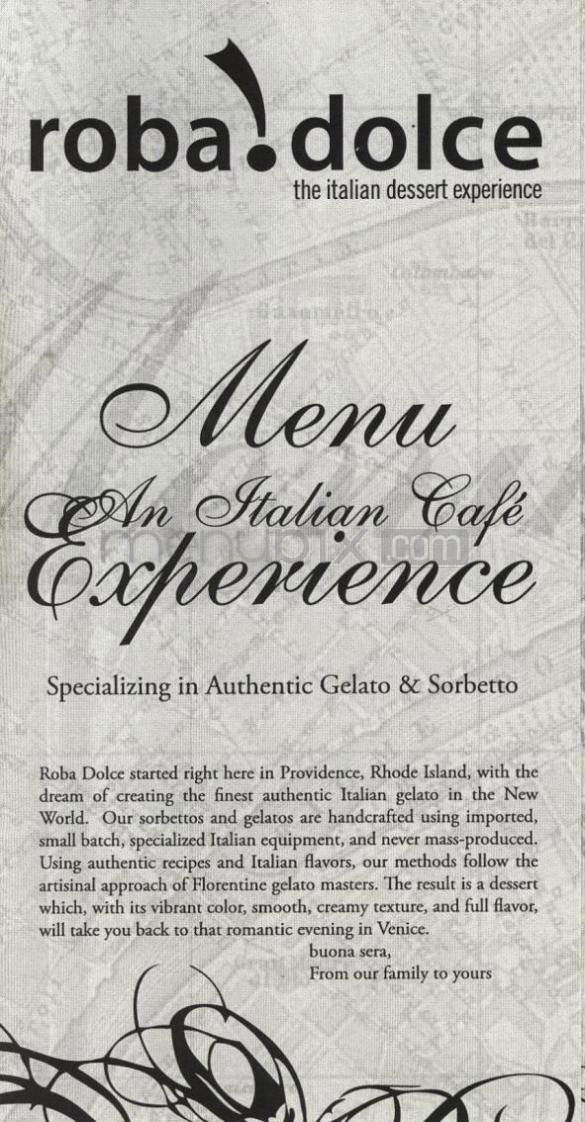 Roba Dolce - Providence, RI menu_pic