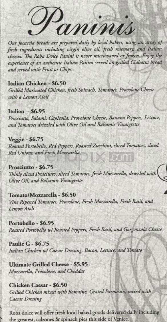 Roba Dolce - Providence, RI menu_pic