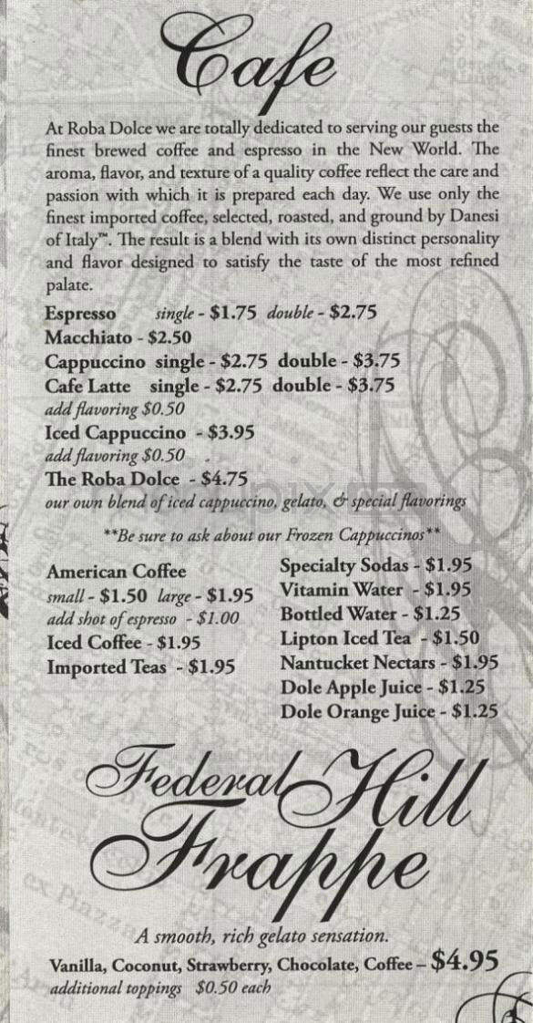 Roba Dolce - Providence, RI menu_pic