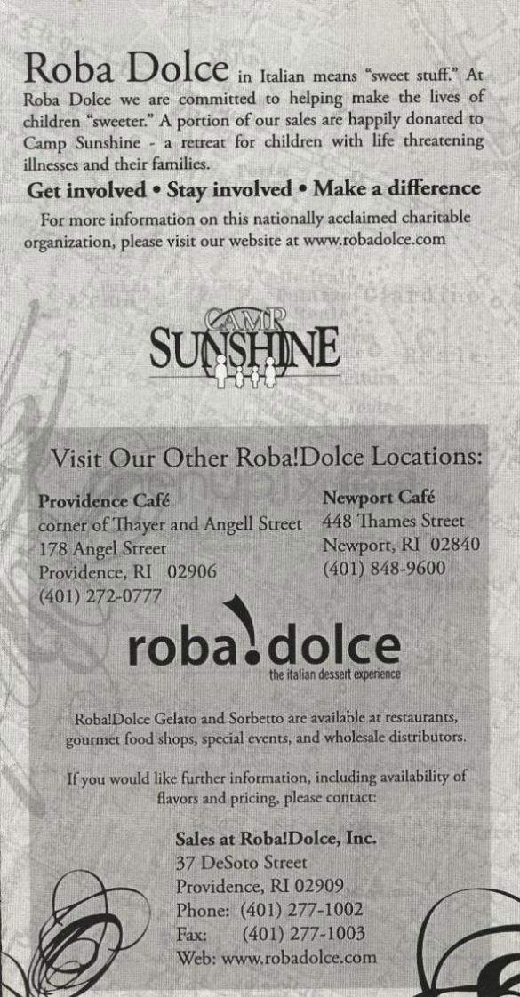 Roba Dolce - Providence, RI menu_pic