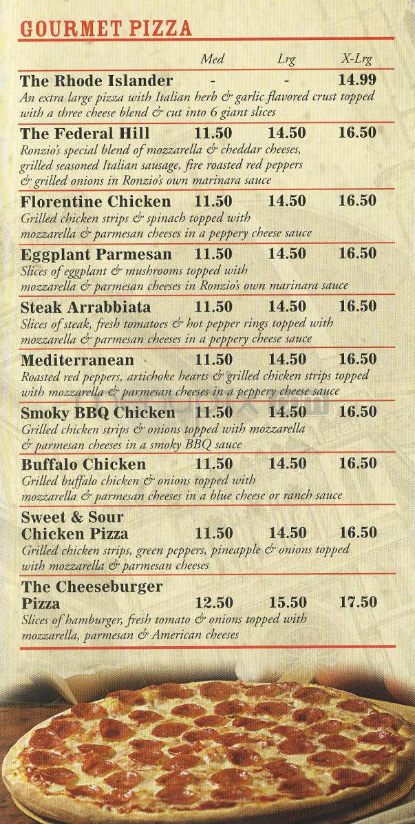 Ronzio Pizza & Subs - Providence, RI menu_pic