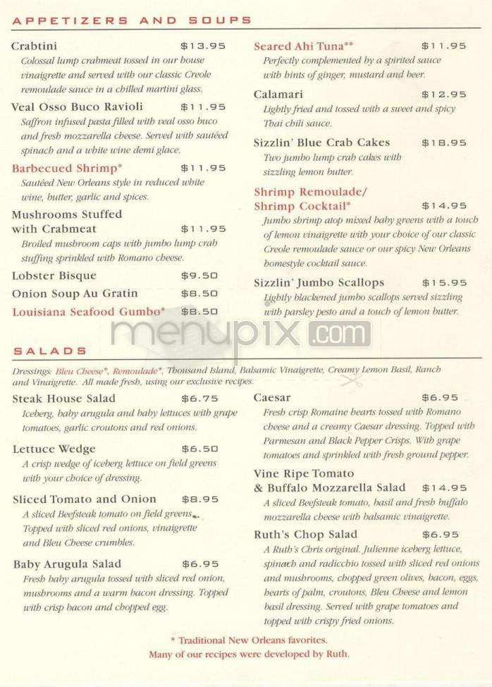 Ruth's Chris Steak House - Providence, RI menu_pic