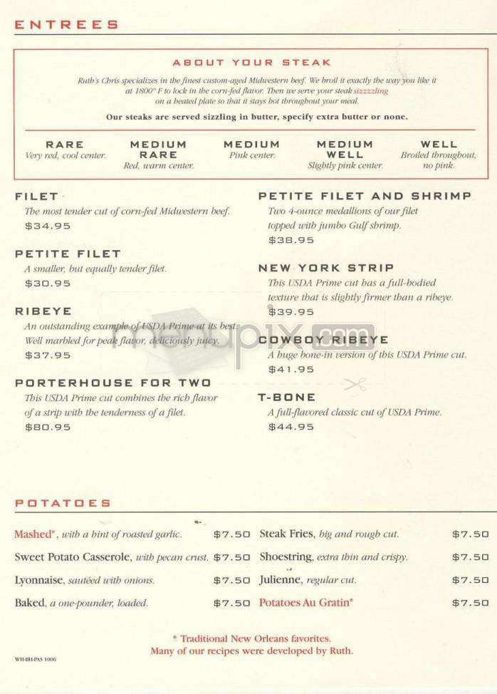 Ruth's Chris Steak House - Providence, RI menu_pic