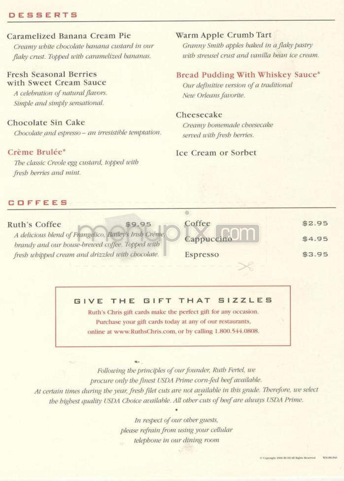 Ruth's Chris Steak House - Providence, RI menu_pic