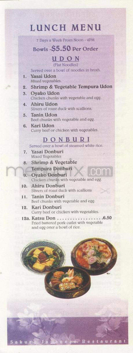 Sakura Restaurant - Providence, RI menu_pic