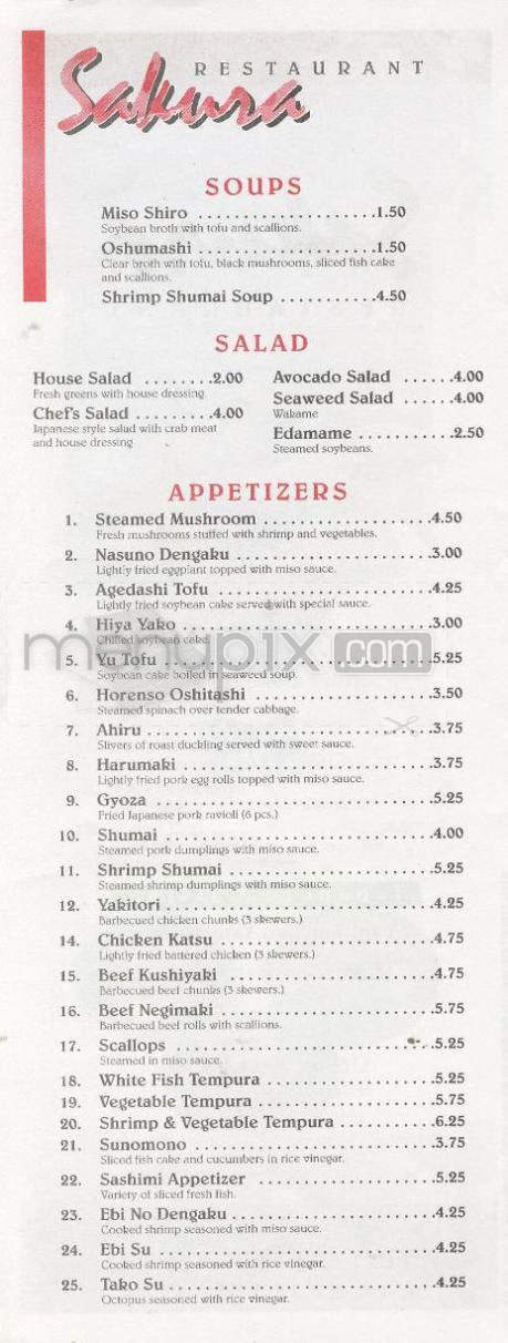 Sakura Restaurant - Providence, RI menu_pic