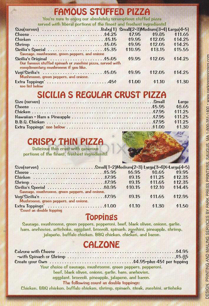 Sicilia's Pizza - Providence, RI menu_pic