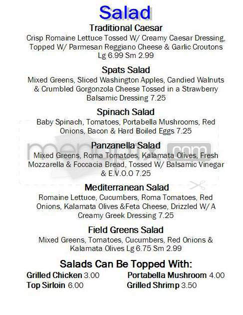 Spats Restaurant and Bar - Providence, RI menu_pic