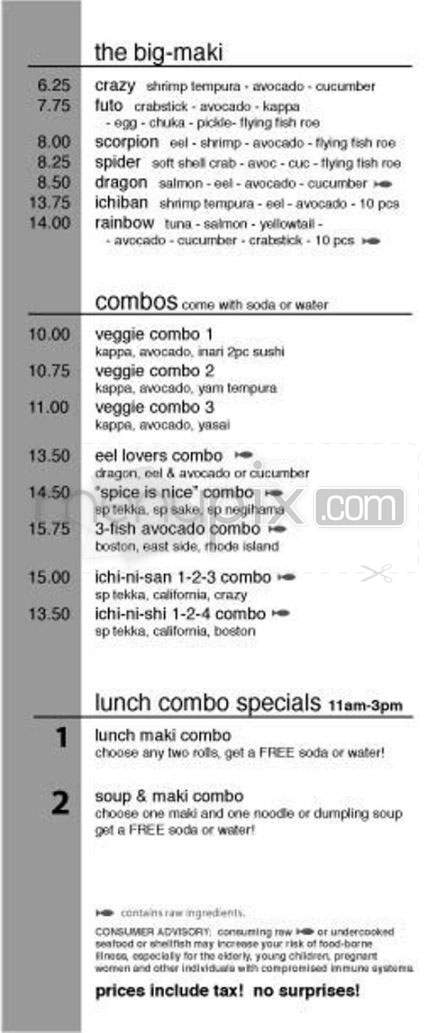 Sushi Express - Providence, RI menu_pic