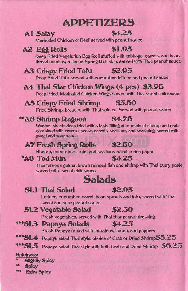 Thai Star Restaurant - Providence, RI menu_pic