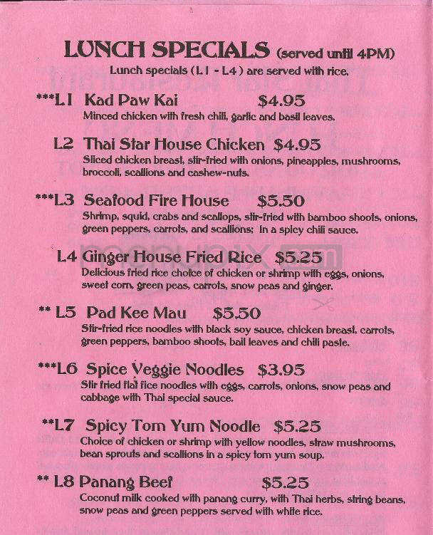 Thai Star Restaurant - Providence, RI menu_pic
