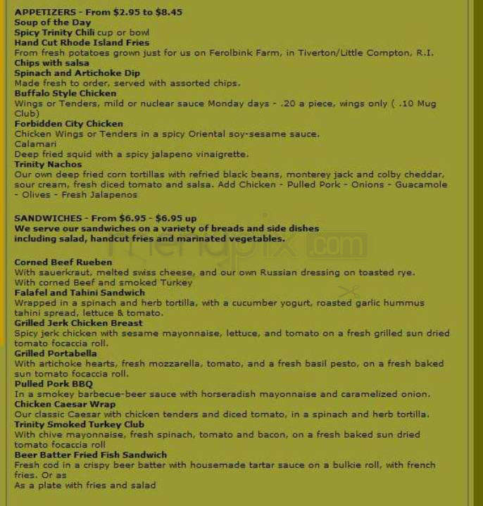 Trinity Brewhouse - Providence, RI menu_pic
