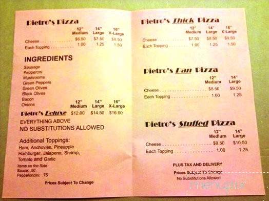 Pietros Pizzeria - Roscoe, IL menu_pic