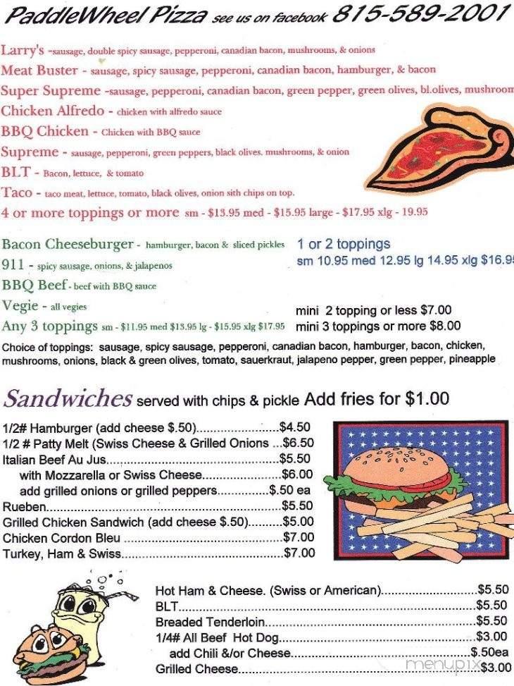 Paddle Wheel Pizza & Pub - Fulton, IL menu_pic
