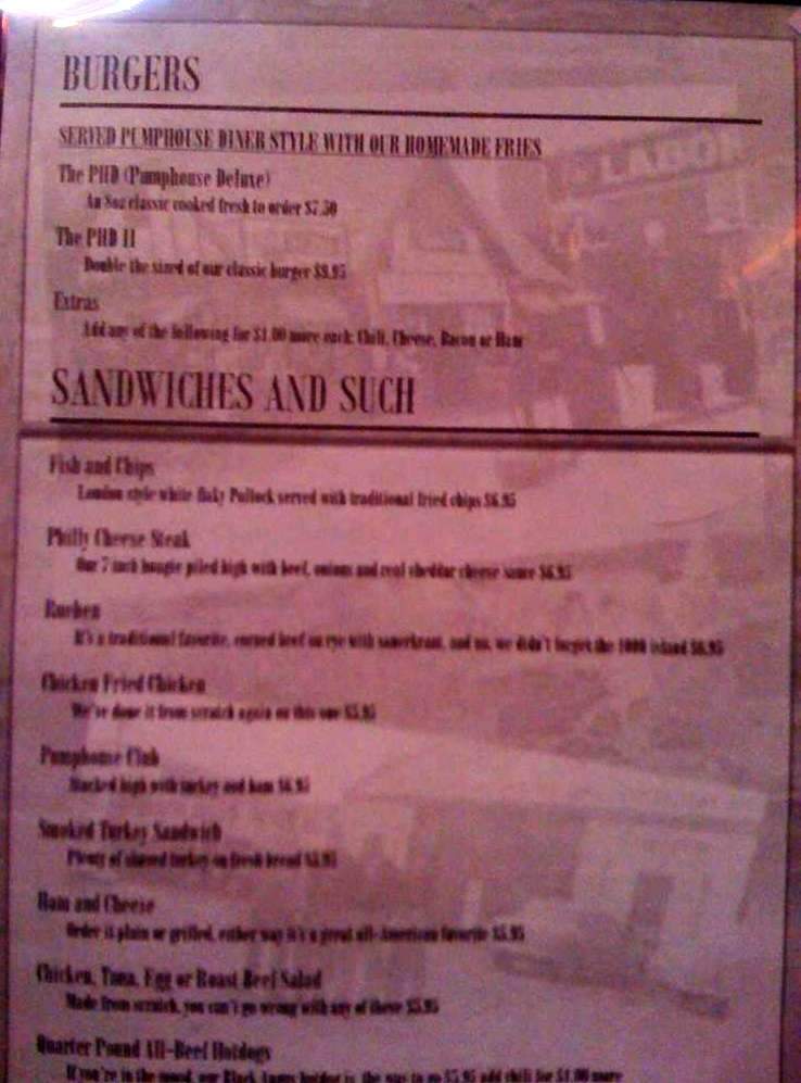 Pumphouse - Wichita, KS menu_pic