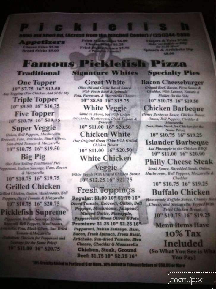Picklefish - Mobile, AL menu_pic